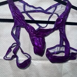 Kennie Mas men’s Purple PVC Thigh Strap Thong